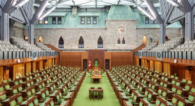 An interior view of the House of Commons in Ottawa