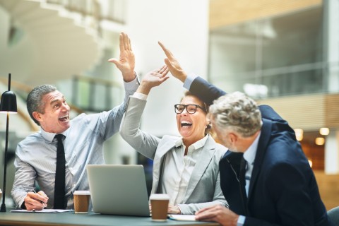 high five corporate boardroom success glee