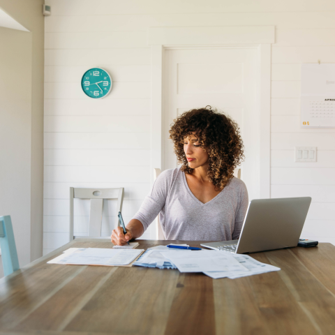 woman doing taxes