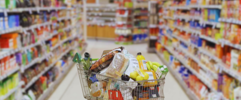 grocery cart in aisle